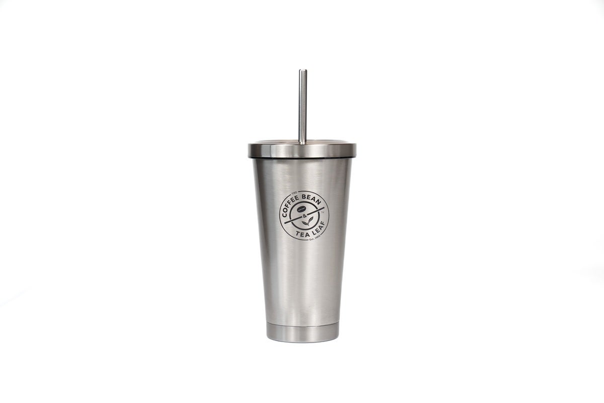 Straw Thermos Cup - Stainless Steel (16oz)