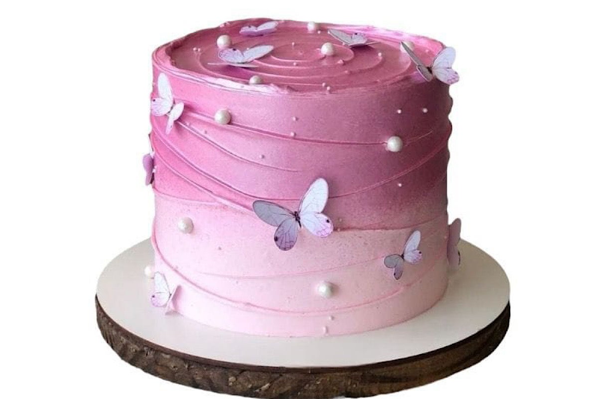 Ombre butterfly pink cake