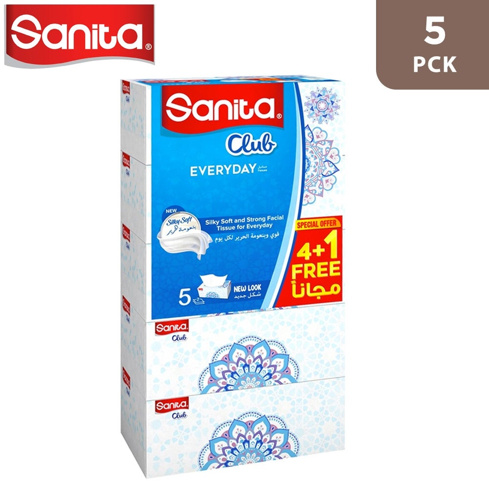 Sanita Club Facial Tissue 170 Sheets - 4 + 1 Pieces