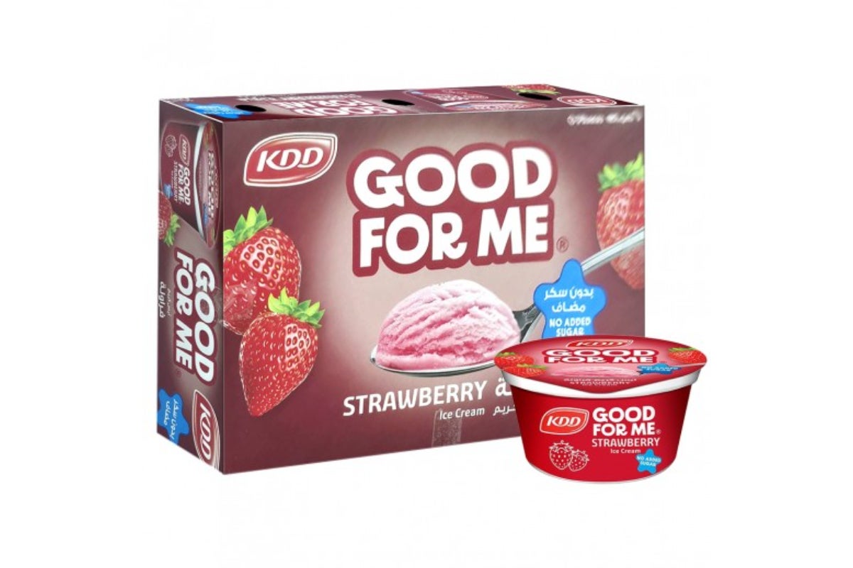 KDD No Added Sugar Strawberry Ice Cream Cup, 6 Pack (176ml Each)