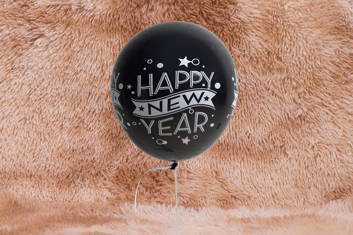Happy New Year Black Balloon