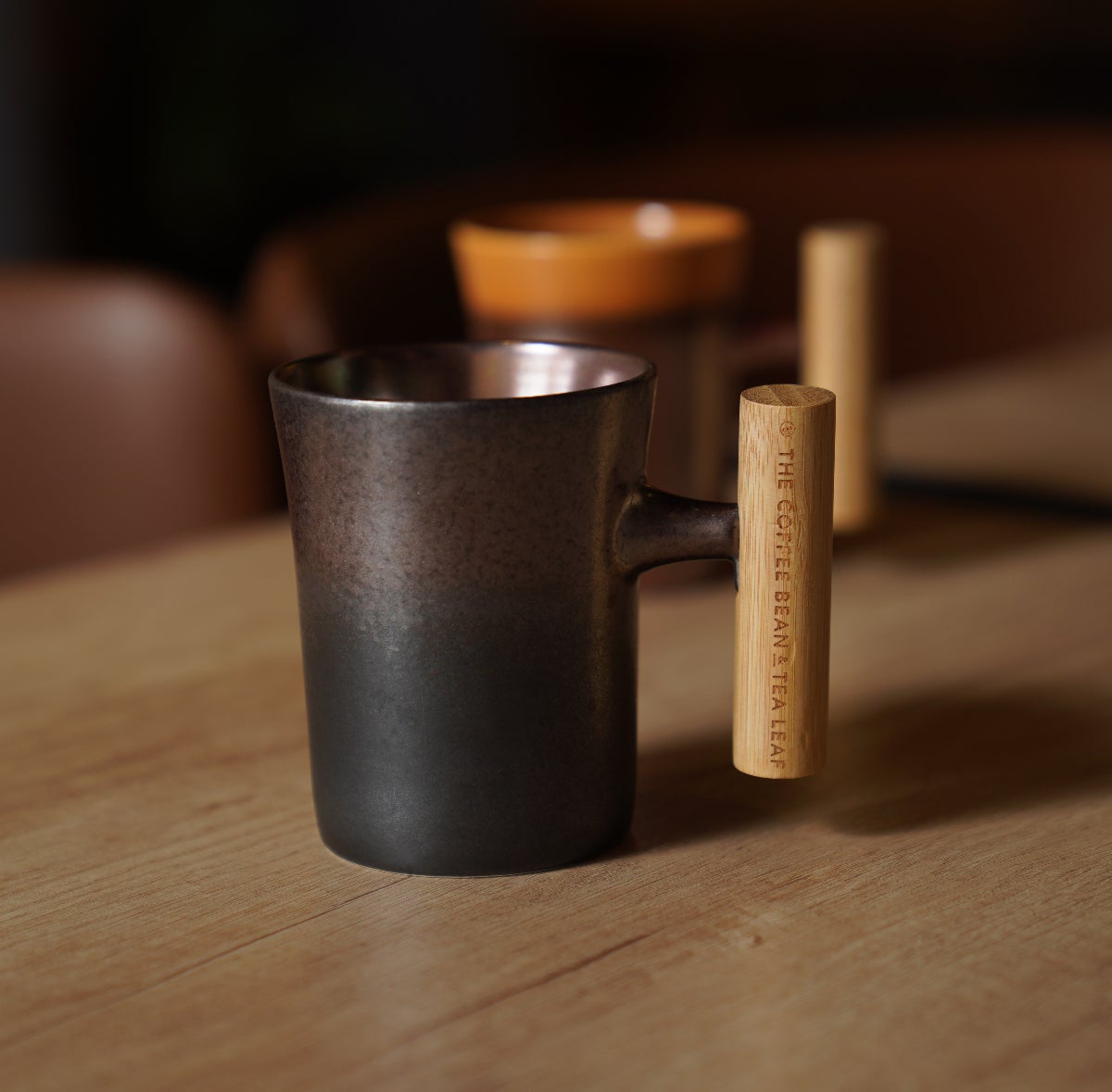 Mug with T shaped Bamboo Handle - Metallic Grey