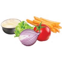 Base Salade/Tomates/Oignons + Frites + Sauce Fromagère