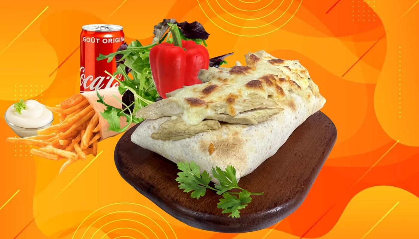 Menu Tacos gratiné avec mozzarella et poulet�