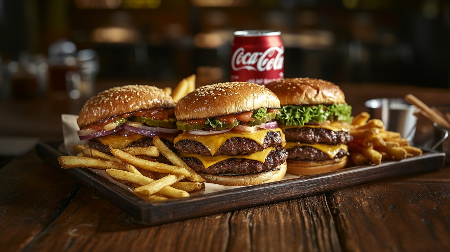 Menu triple burger 🍔 + 🍔🍔 + 🍔🍔🍔