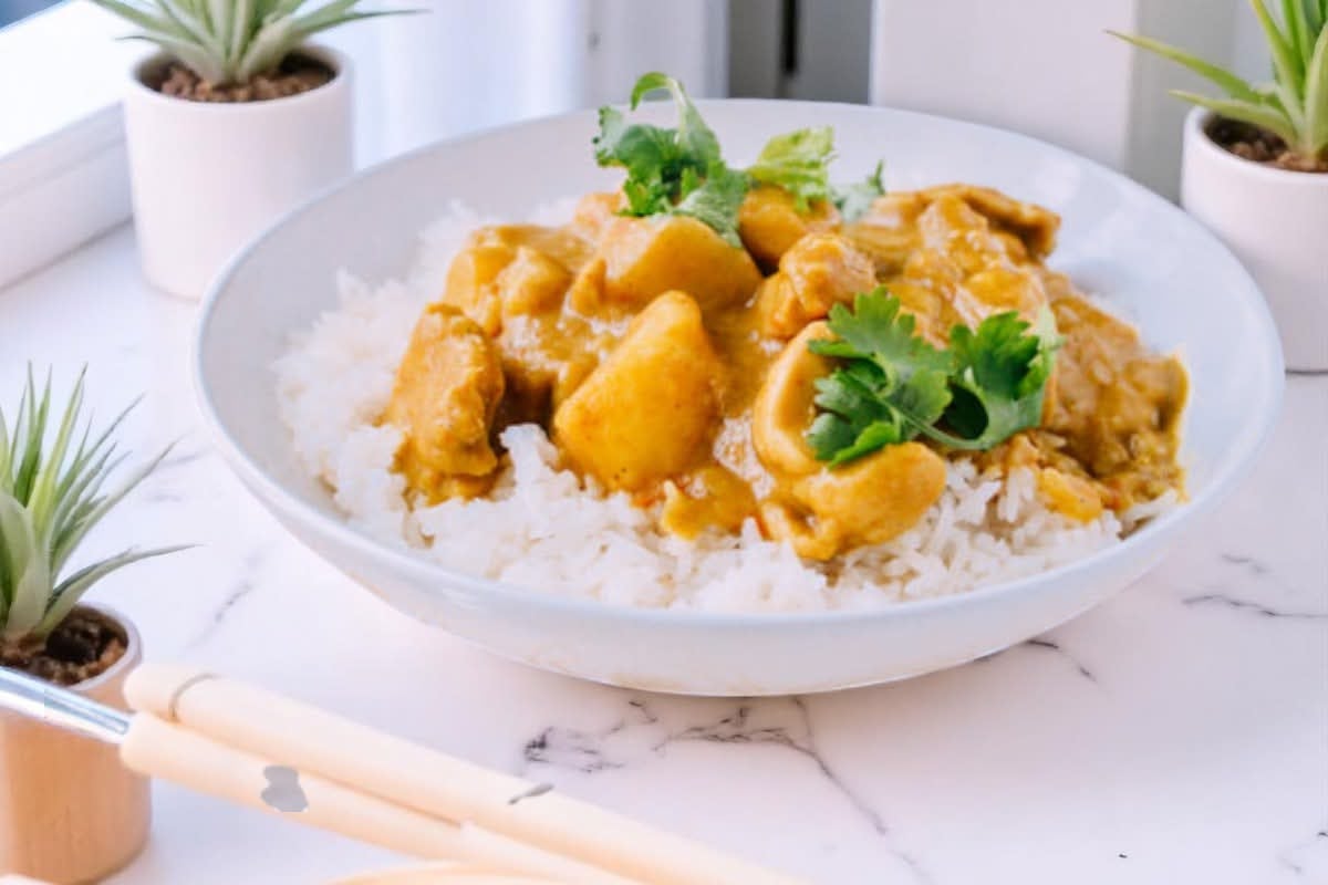 Poulet Currys & riz thaï vapeur🍚🍗