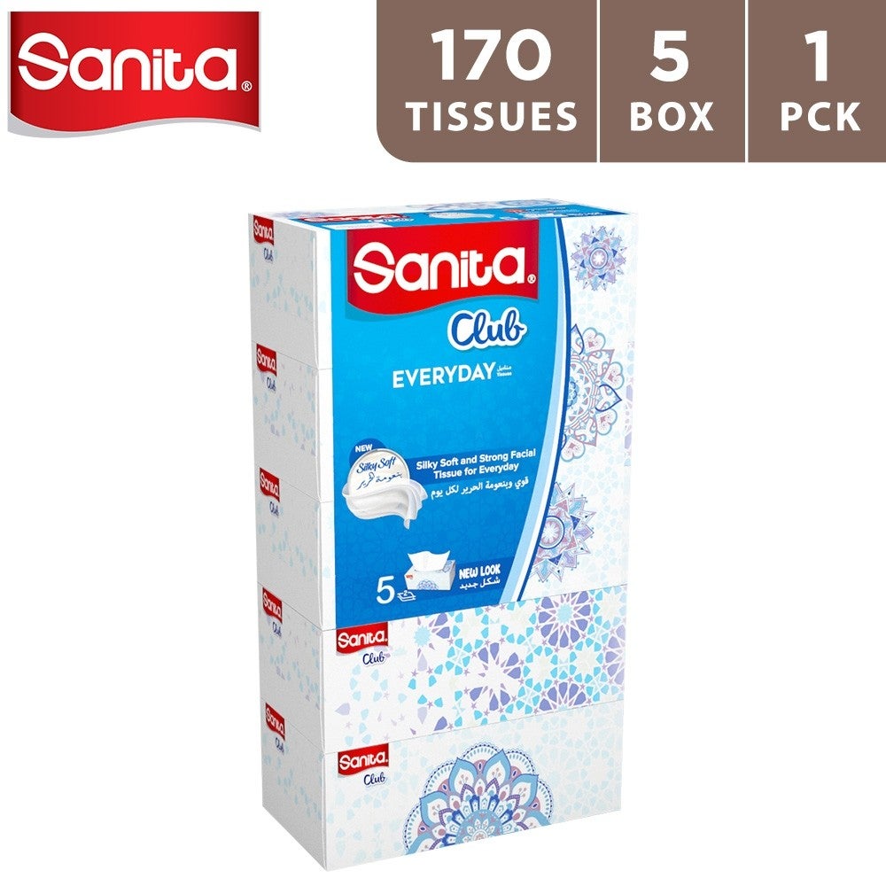 Sanita Club Facial Tissue 170 Sheets - 5 Pieces