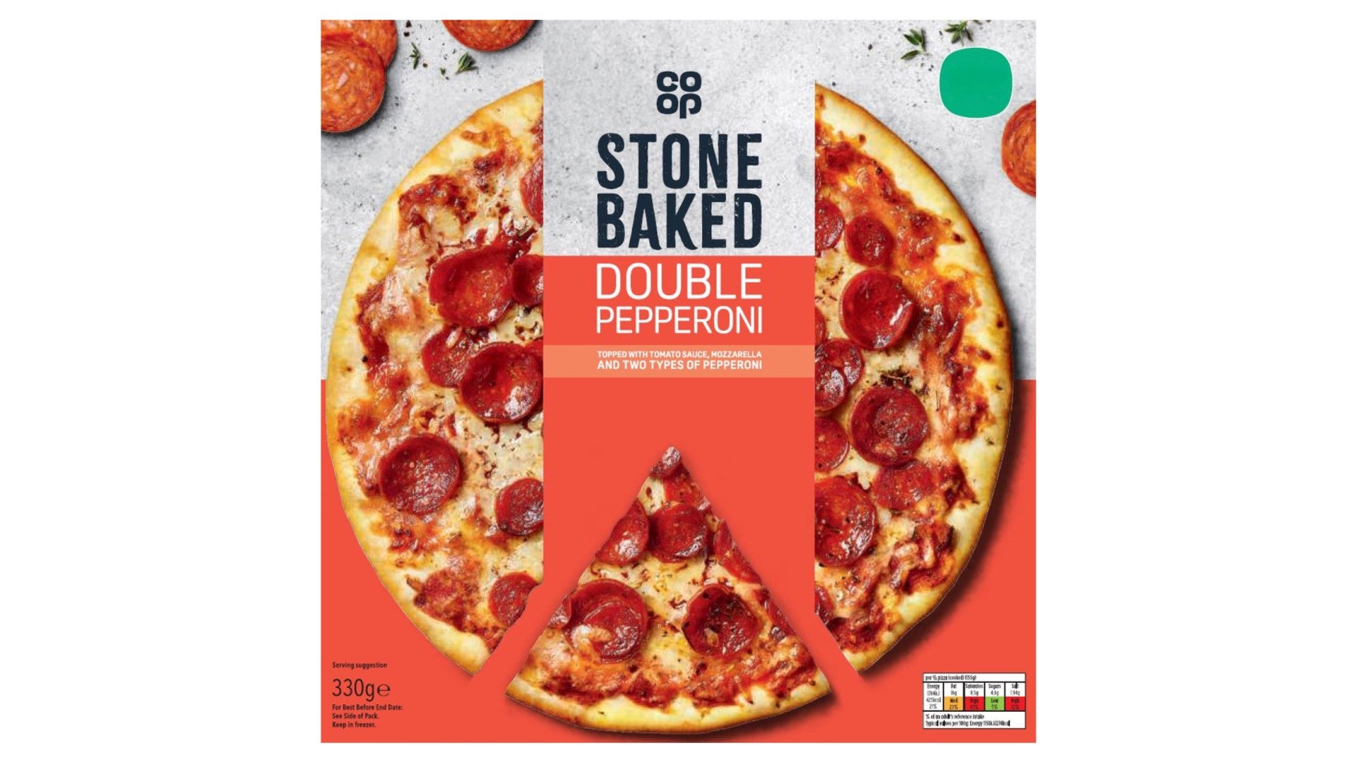 Co-op Frozen Stonebaked Double Pepperoni Pizza 330g