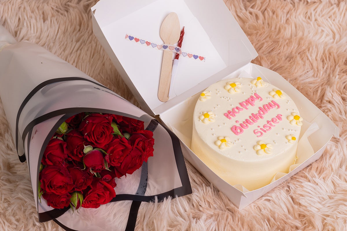 Happy Birthday Sister Cake With Flowers