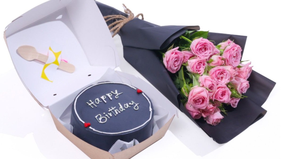 Birthday Cake And Flowers 1