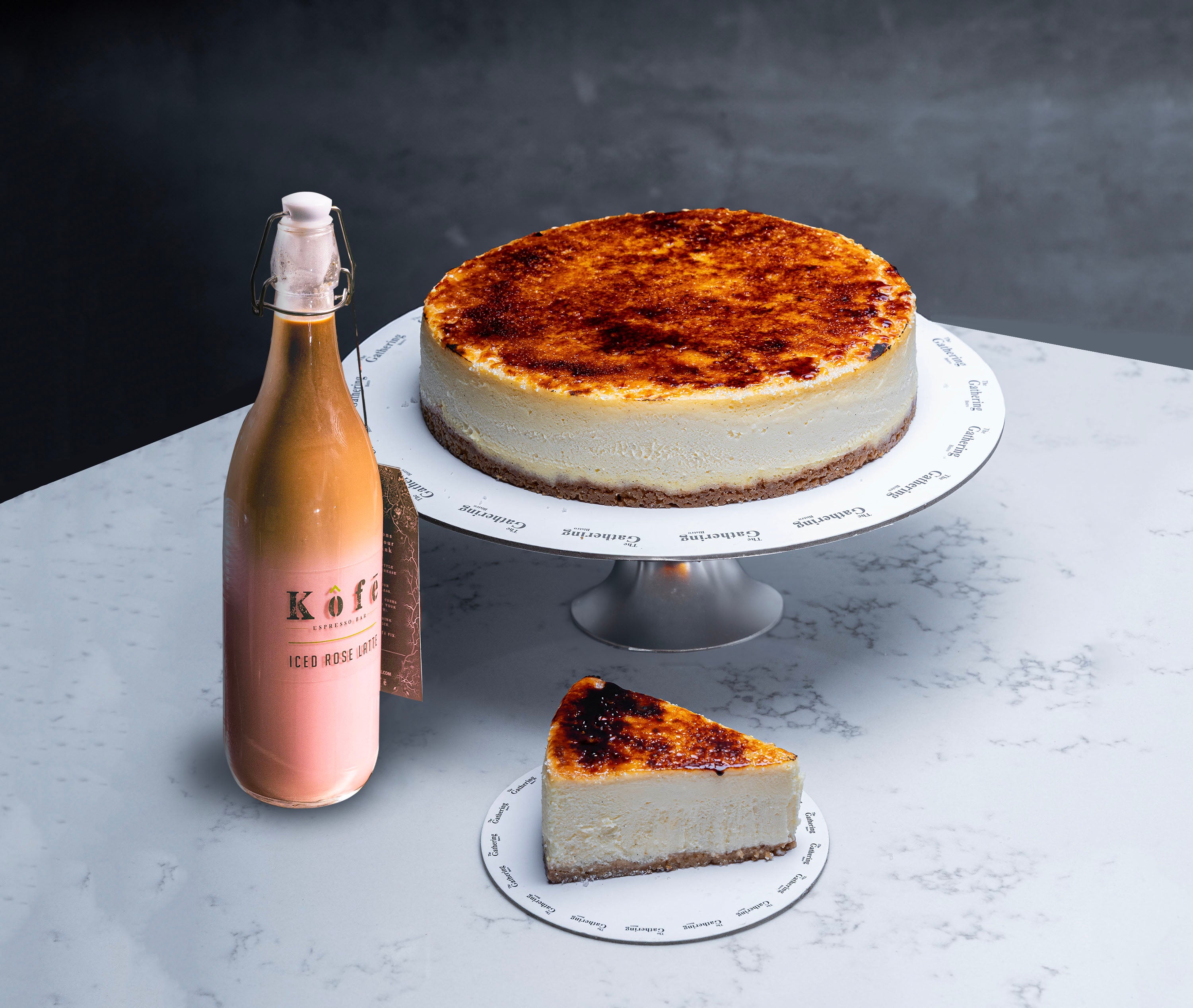 Crème Brûlée Cheesecake and Kofe Bottle