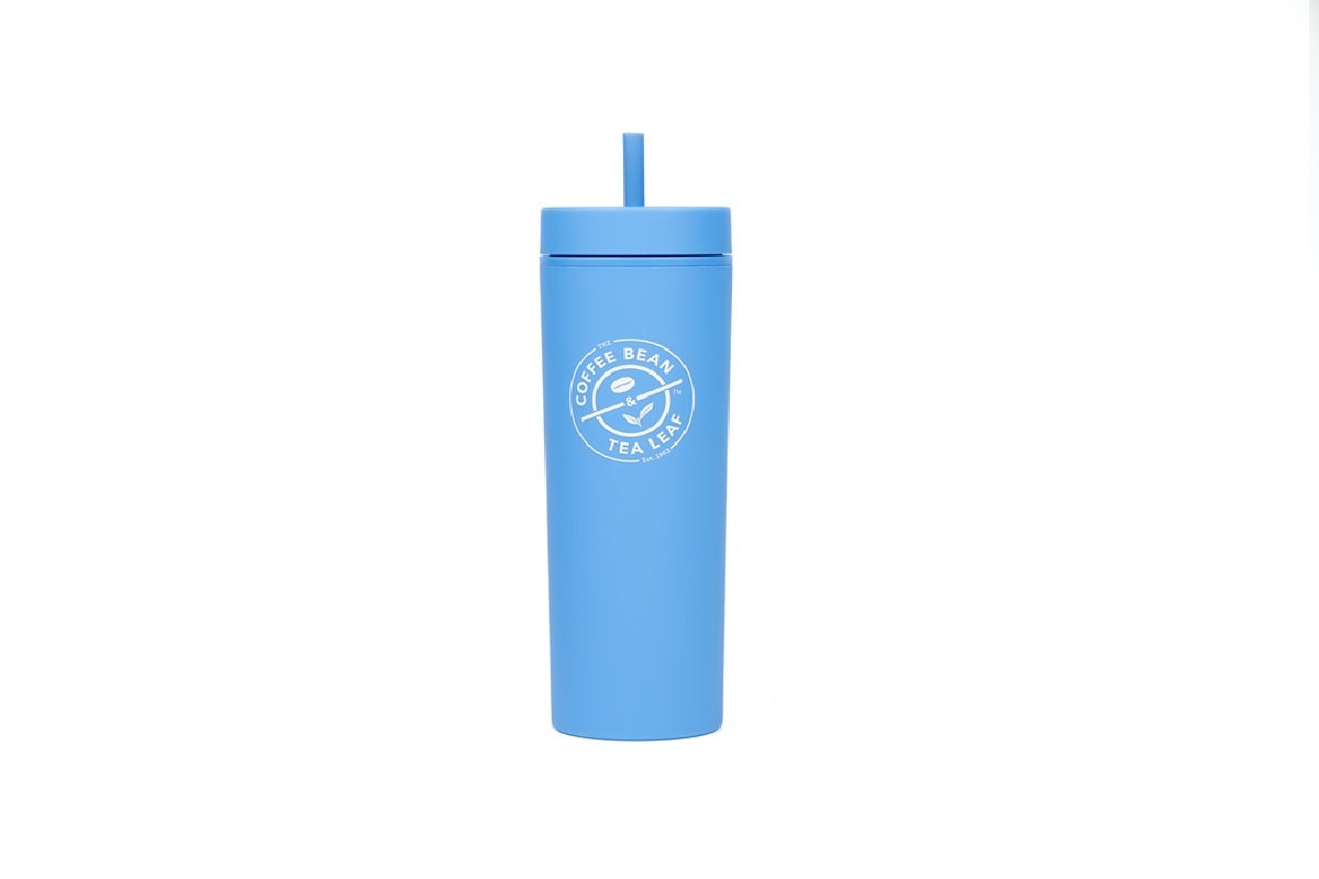 Plastic Tumbler with Straw - Blue (16oz)