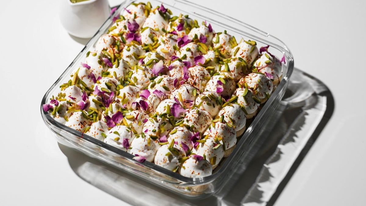 Saffron Tiramisu with Pistachio and Rose Gathering