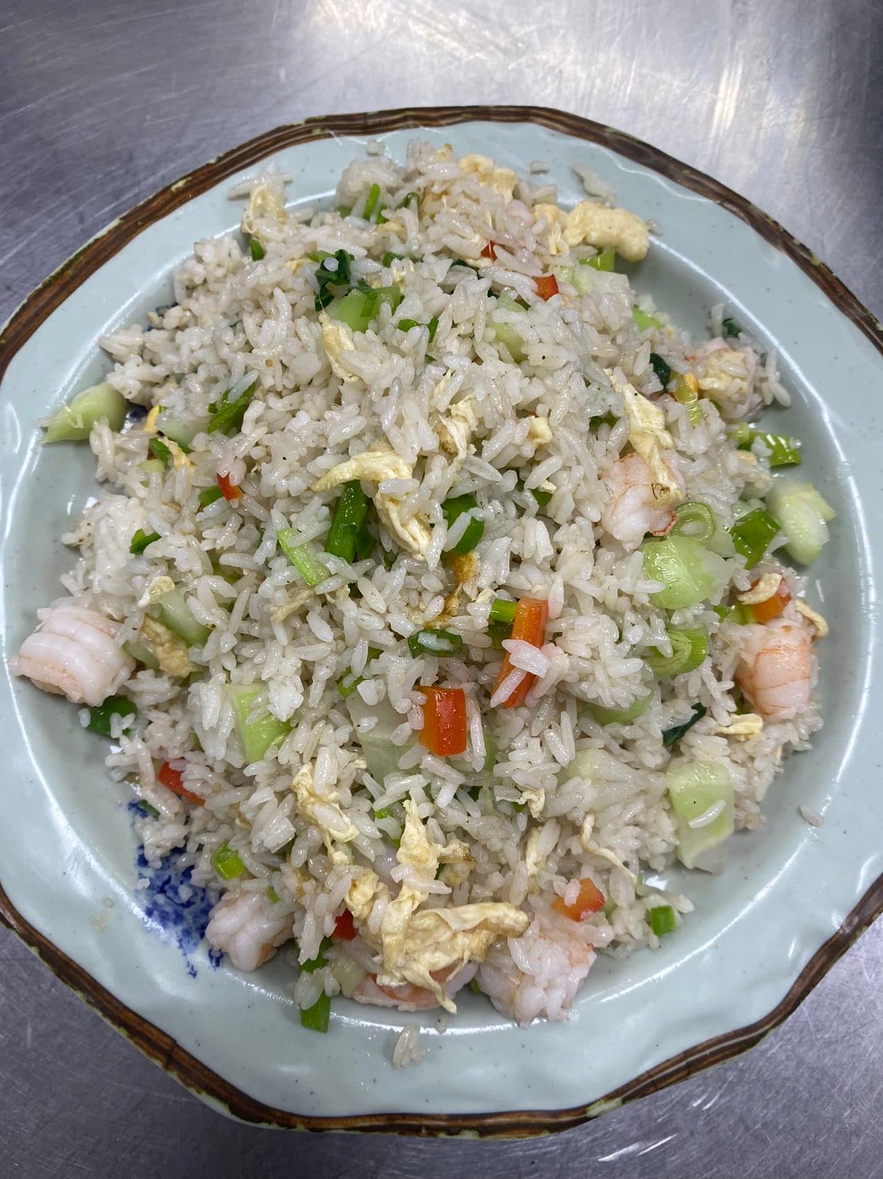 Jade Fried Rice with Diced King Prawns & Vegetable (翡翠炒饭)