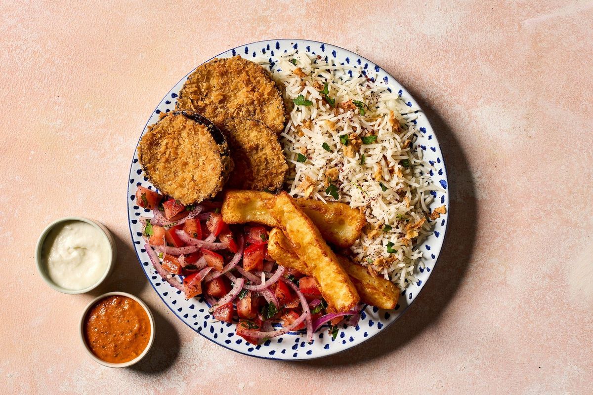 Halloumi & Aubergine Plate