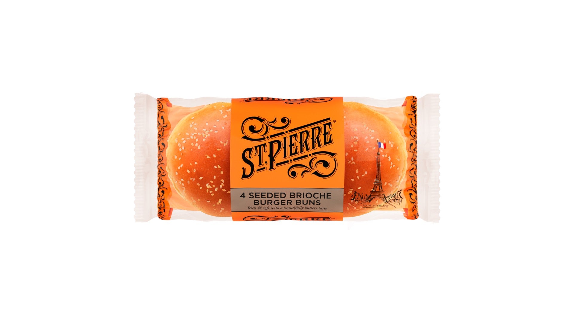 St Pierre Seeded Brioche Burger Buns 4S