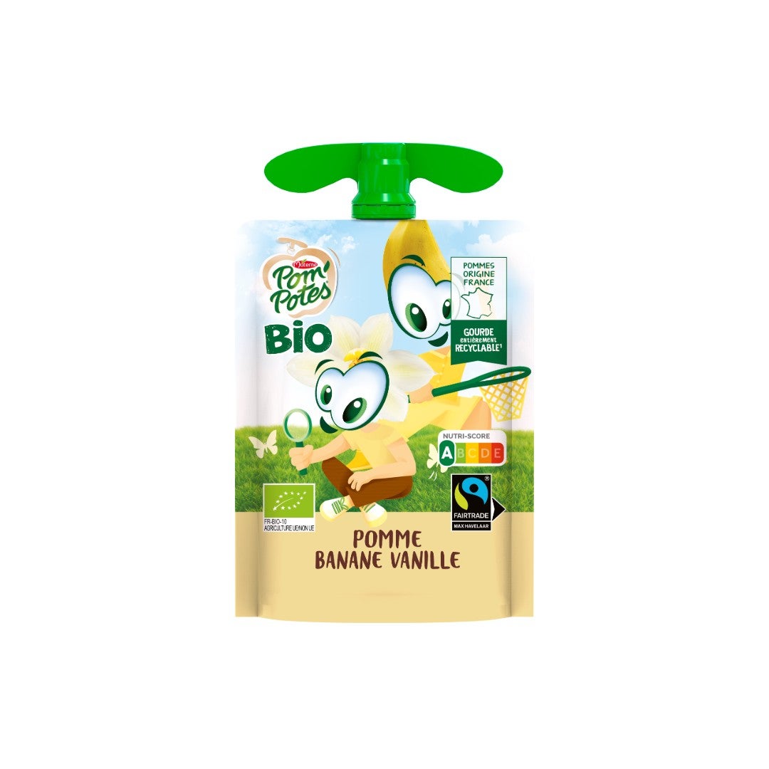 Pom’Potes Pomme Banane Vanille Bio sans sucres ajoutés 90gr 