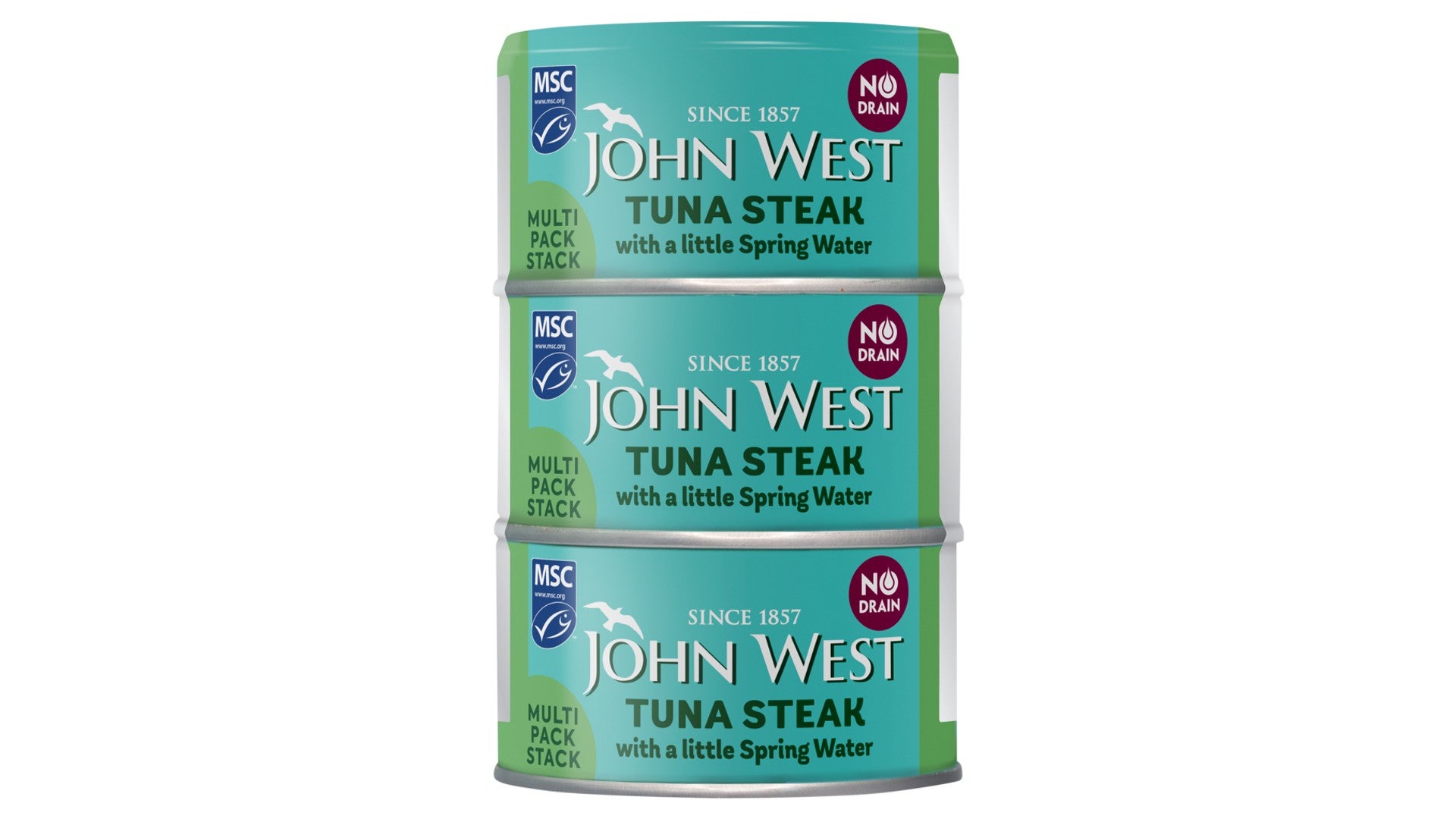 John West No Drain Tuna Steak with a Little Spring Water MSC 3x100g