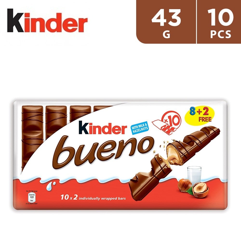 Kinder Bueno Chocolate 43 g (8 + 2 Free)