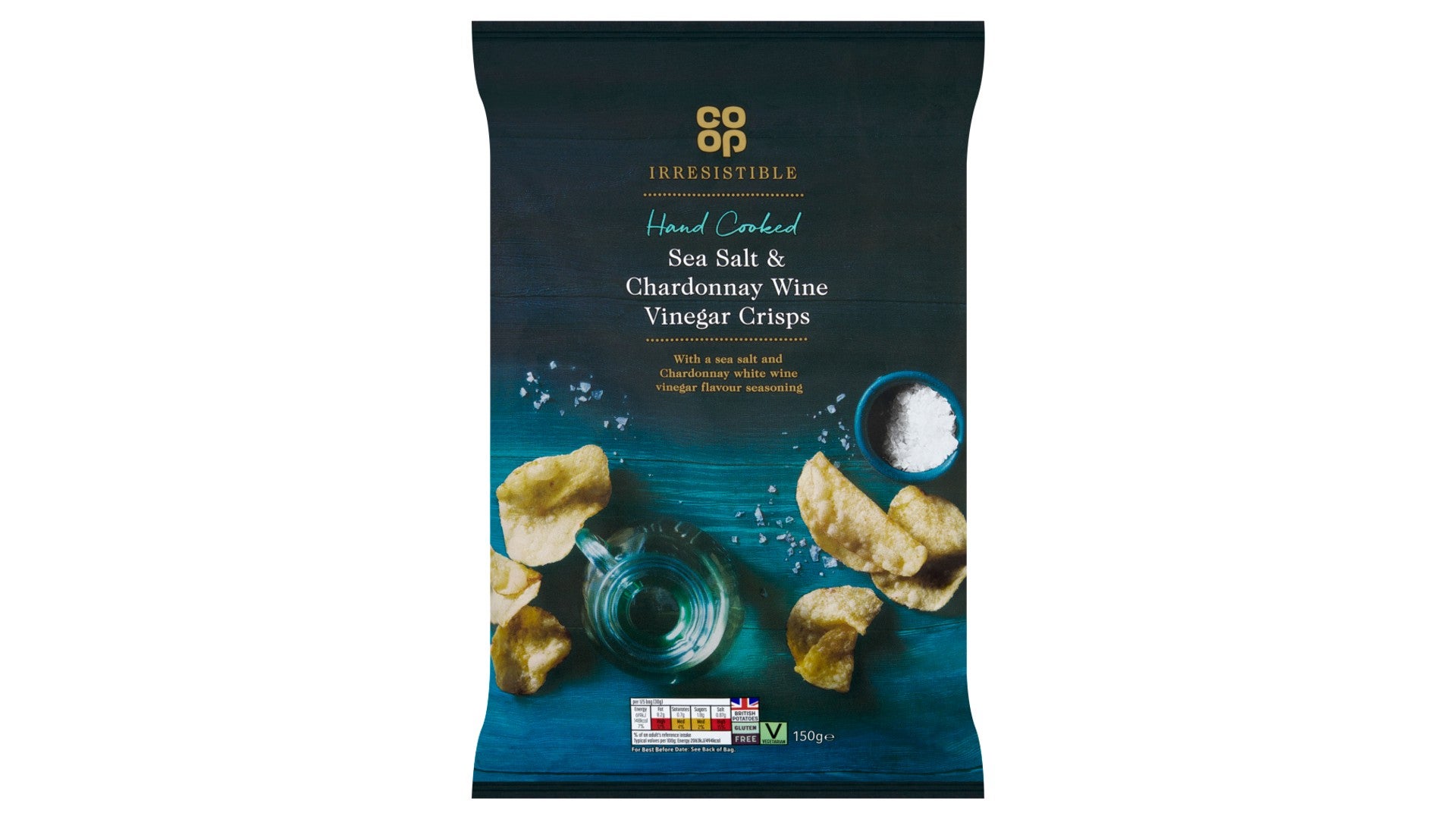 Co-op Irresistible Hand Cooked Sea Salt & Chardonnay Wine Vinegar Crisps 150g