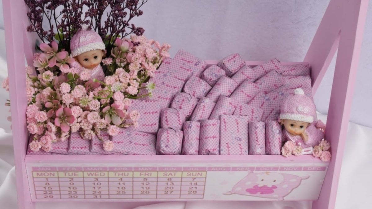 Sweet Baby Figurine Luxury Wrapped In Pink F 17992