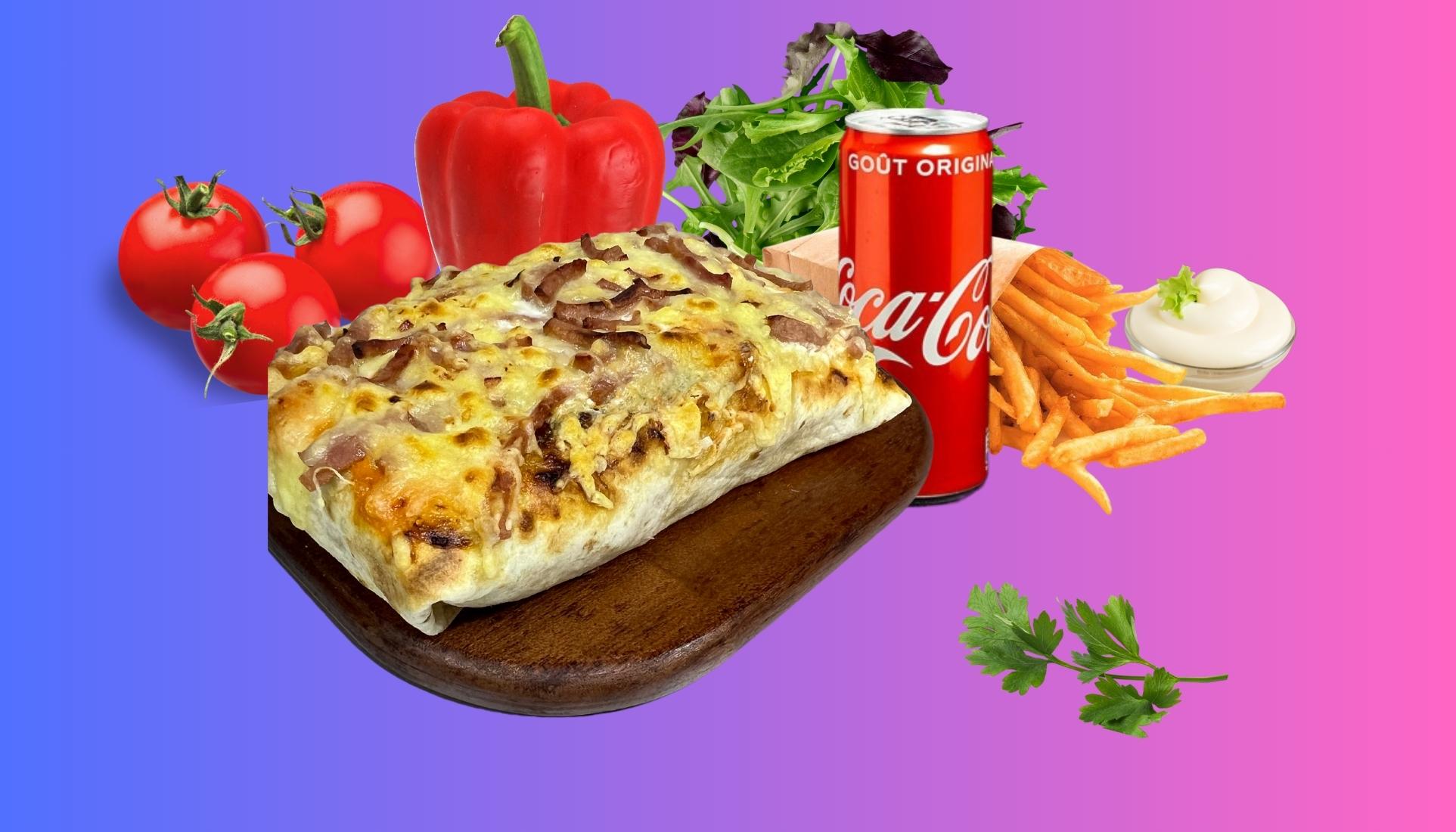 Menu Tacos gratiné aux emmentals et lardons🧀�