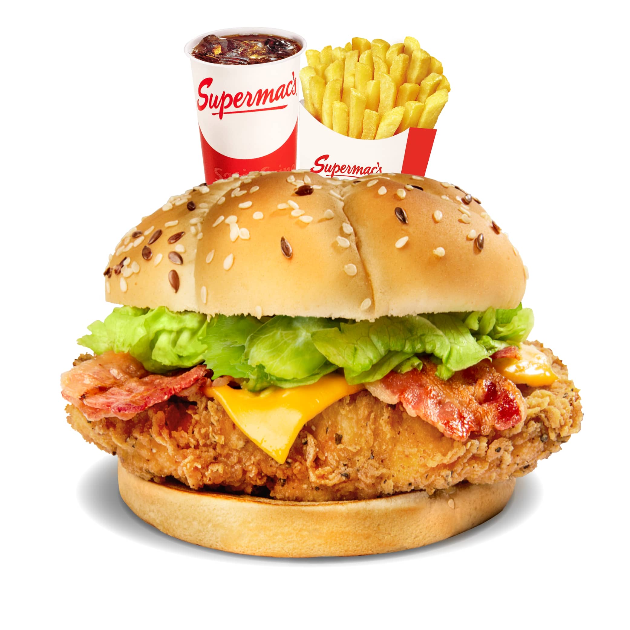 FRESH Chicken Breast Sandwich with Bacon & Cheese Large Meal