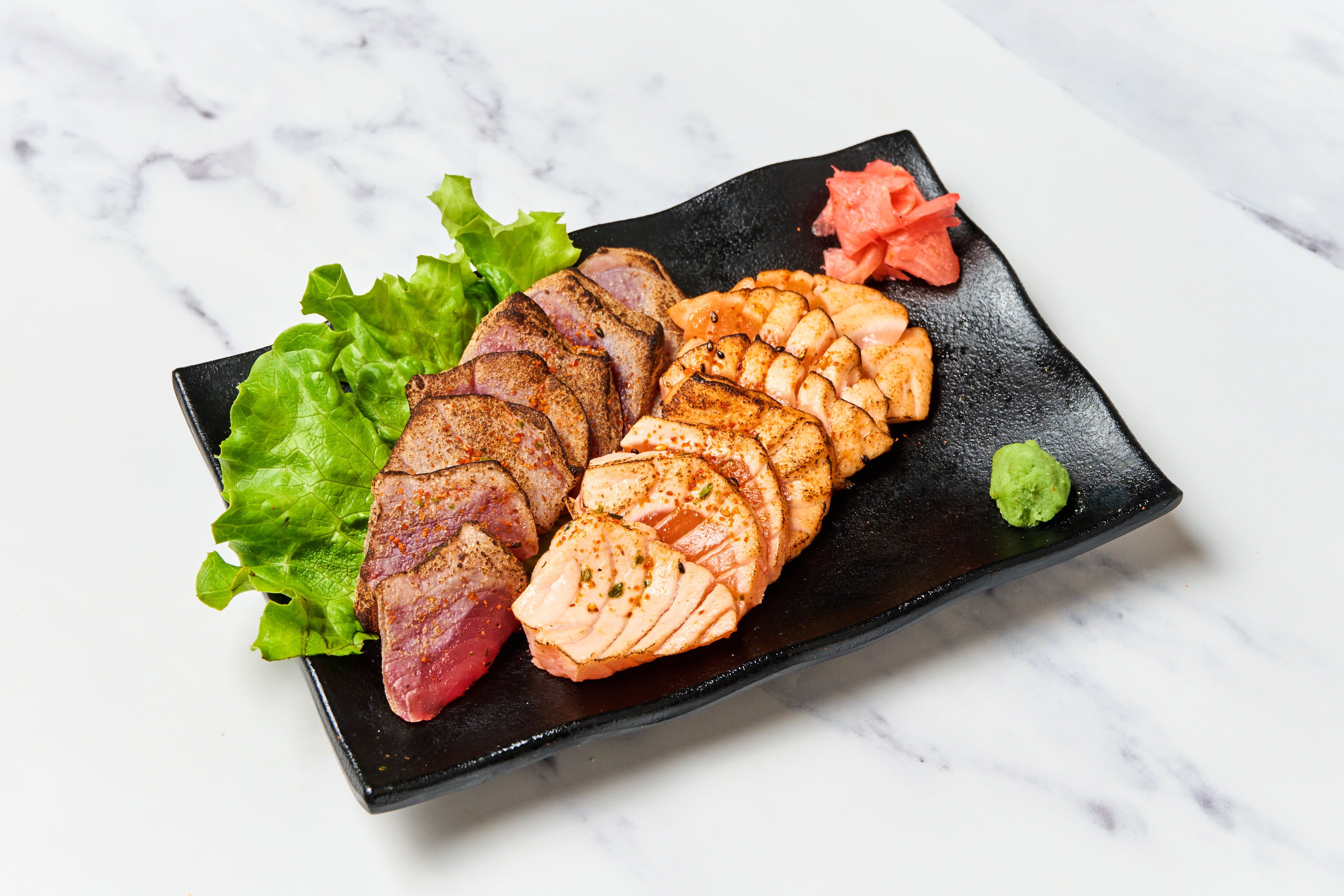 Tataki saumon&thon 14 pièces +(riz)