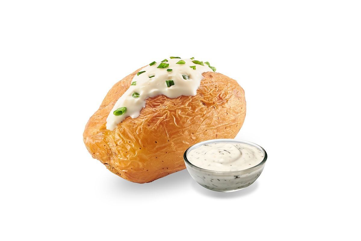 Pomme de terre au four, sauce crème ciboulette