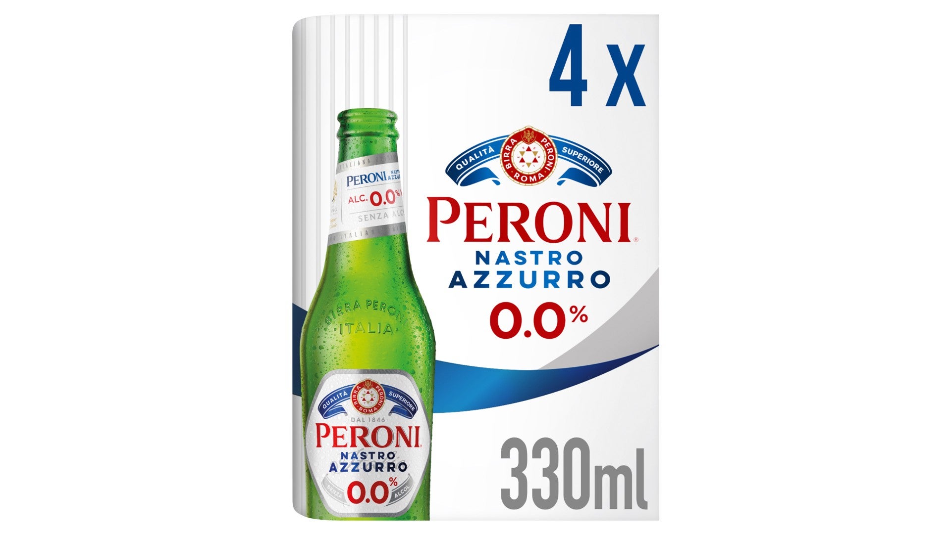 Peroni Nastro Azzurro Alcohol Free Lager Bottles 4x330ml