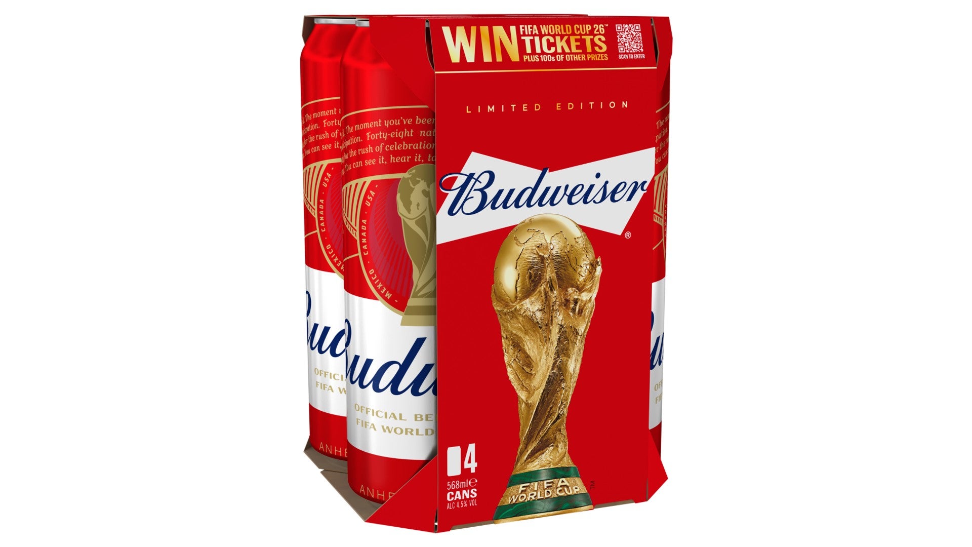 Budweiser Lager Beer Cans 4 x 568ml