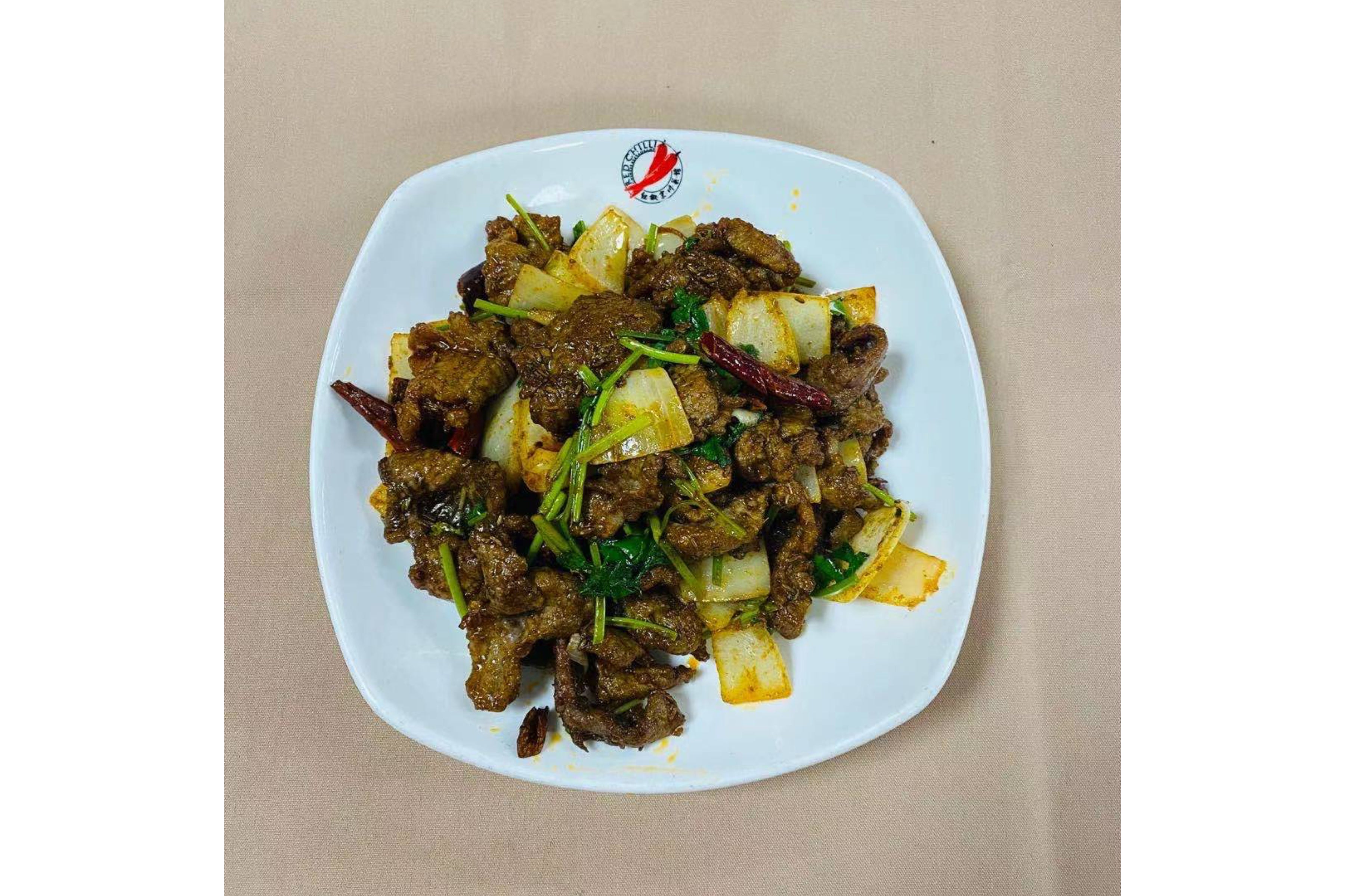 🌶️Stir Fried Roast Sliced Mutton with Cumin, Onion & Coriander (炒烤羊肉)
