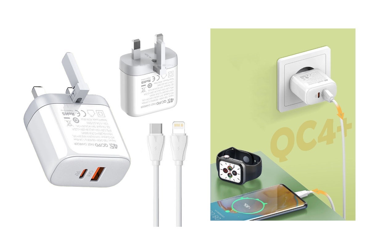 Ldnio 45W Fast Wall Charger Support PD/QC4 + usb type-c to lightning cable