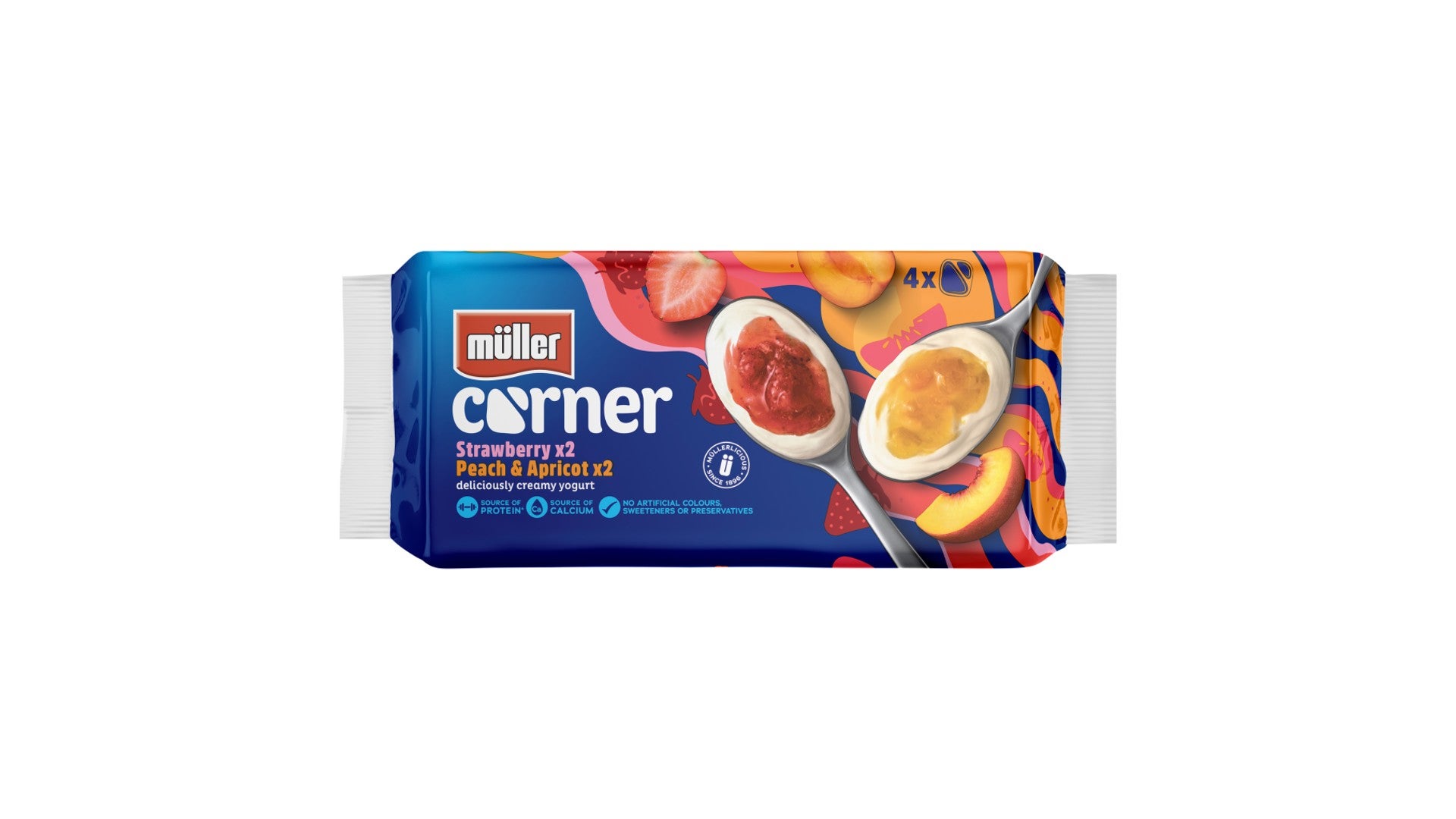 Muller Corner Strawberry and Peach & Apricot Yogurts