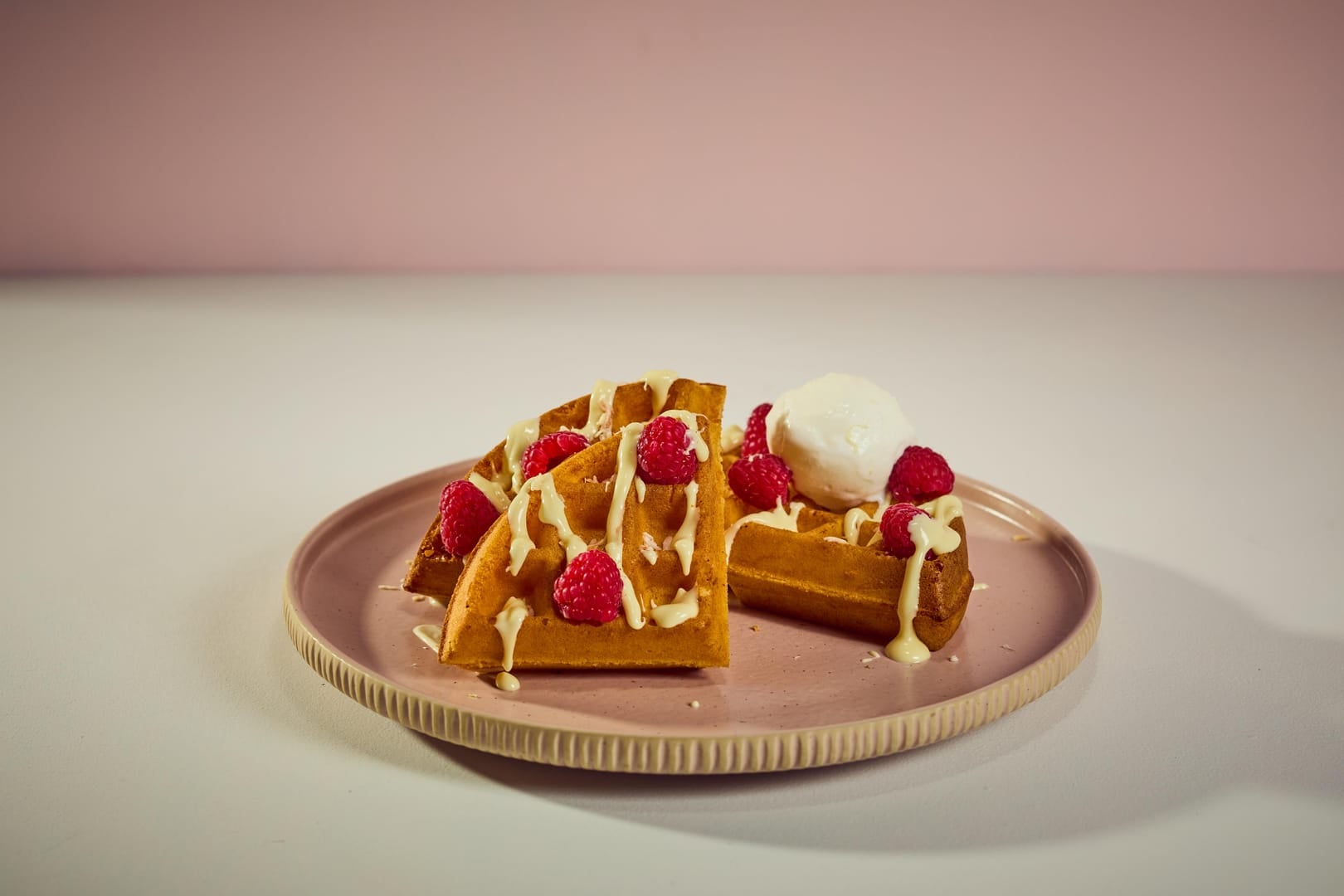 Low Gluten | White Chocolate, Raspberry & Coconut- Amercian Waffle