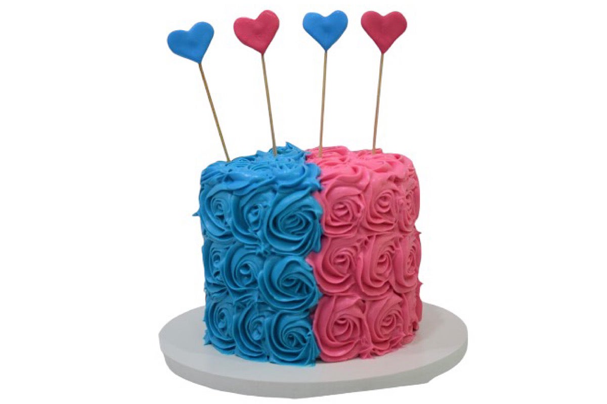 Pink And Blue Rose (6 Inches) (Serves 6-8 Persons)