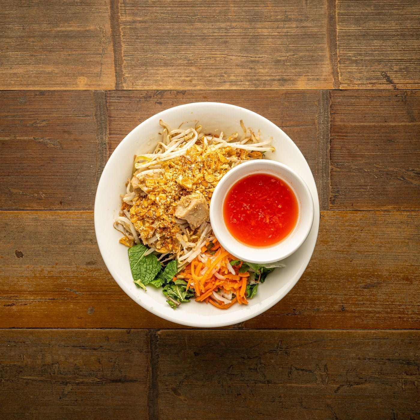 Wok-fried vegan chicken vermicelli noodles