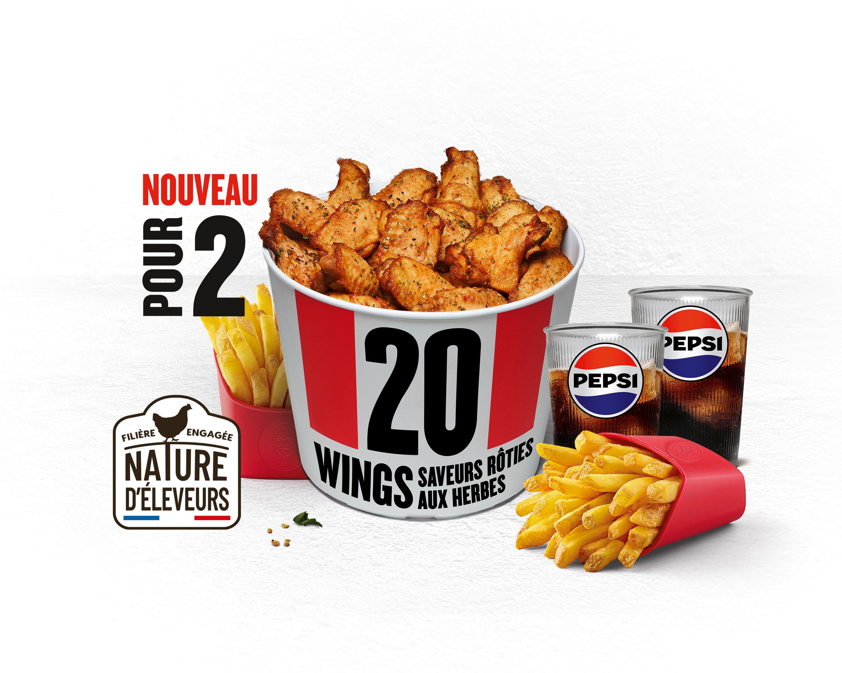 MENU BUCKET DUO - 20 WNGS SAVEURS ROTIES AUX HERBES