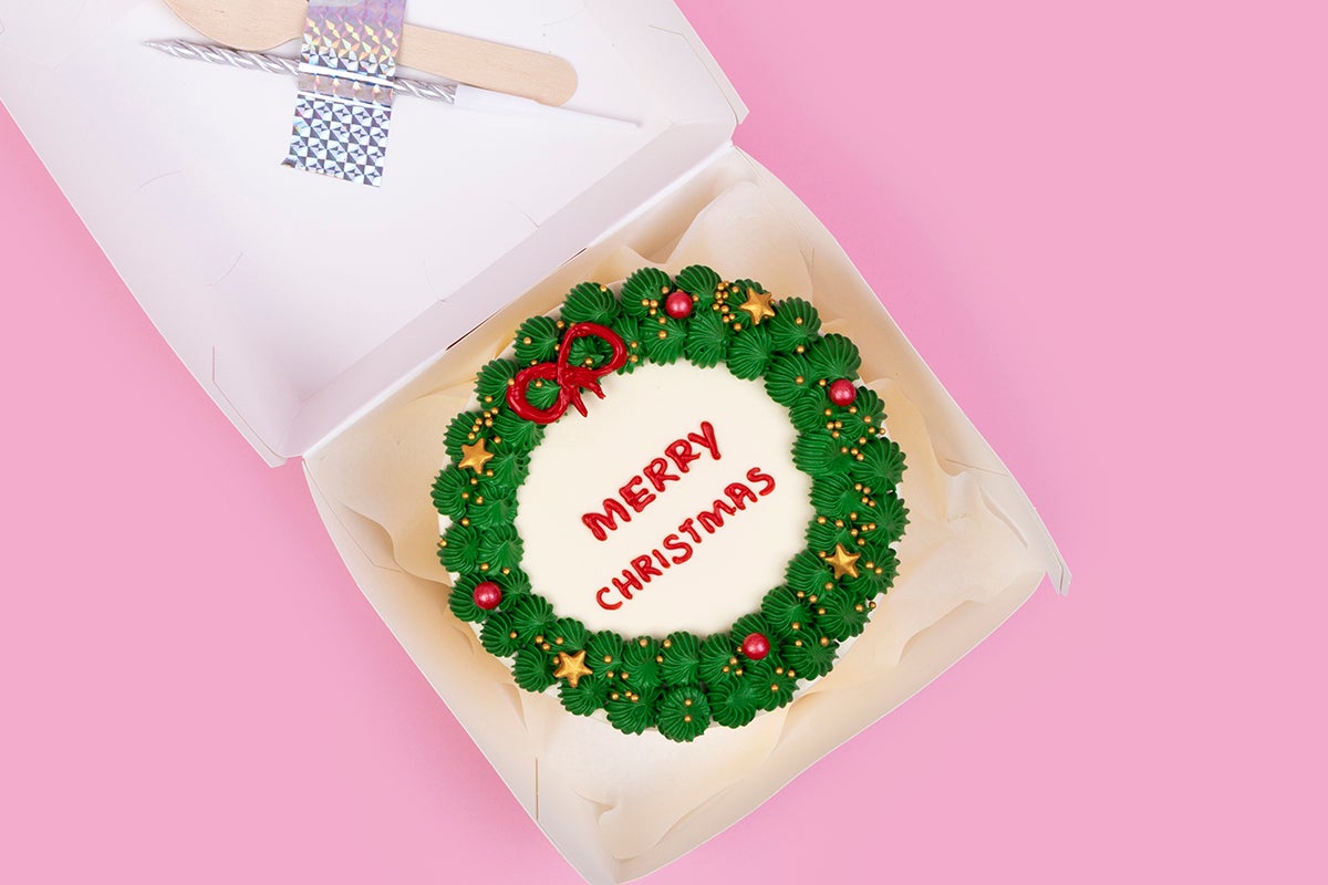Green Border Christmas Cake