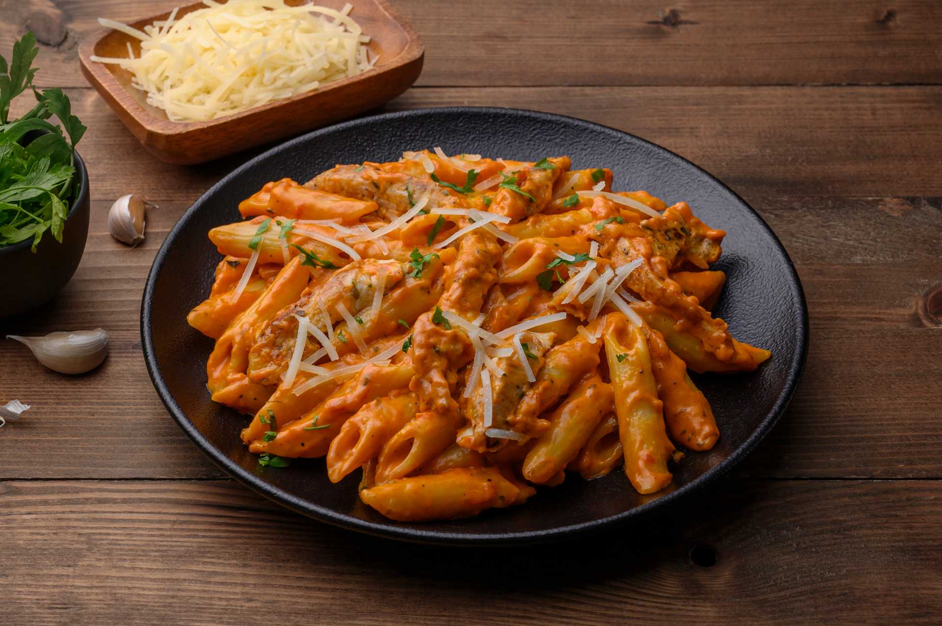Pink Pasta With Grilled Chicken