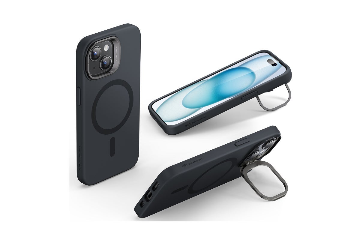 ESR Cloud Soft Case With Stash Stand (HaloLock) For iPhone 15 - Black