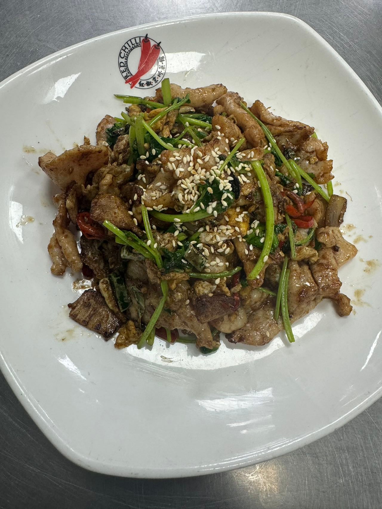Stir Fried Pork with Dry Chilli (contain egg)(小炒肉)