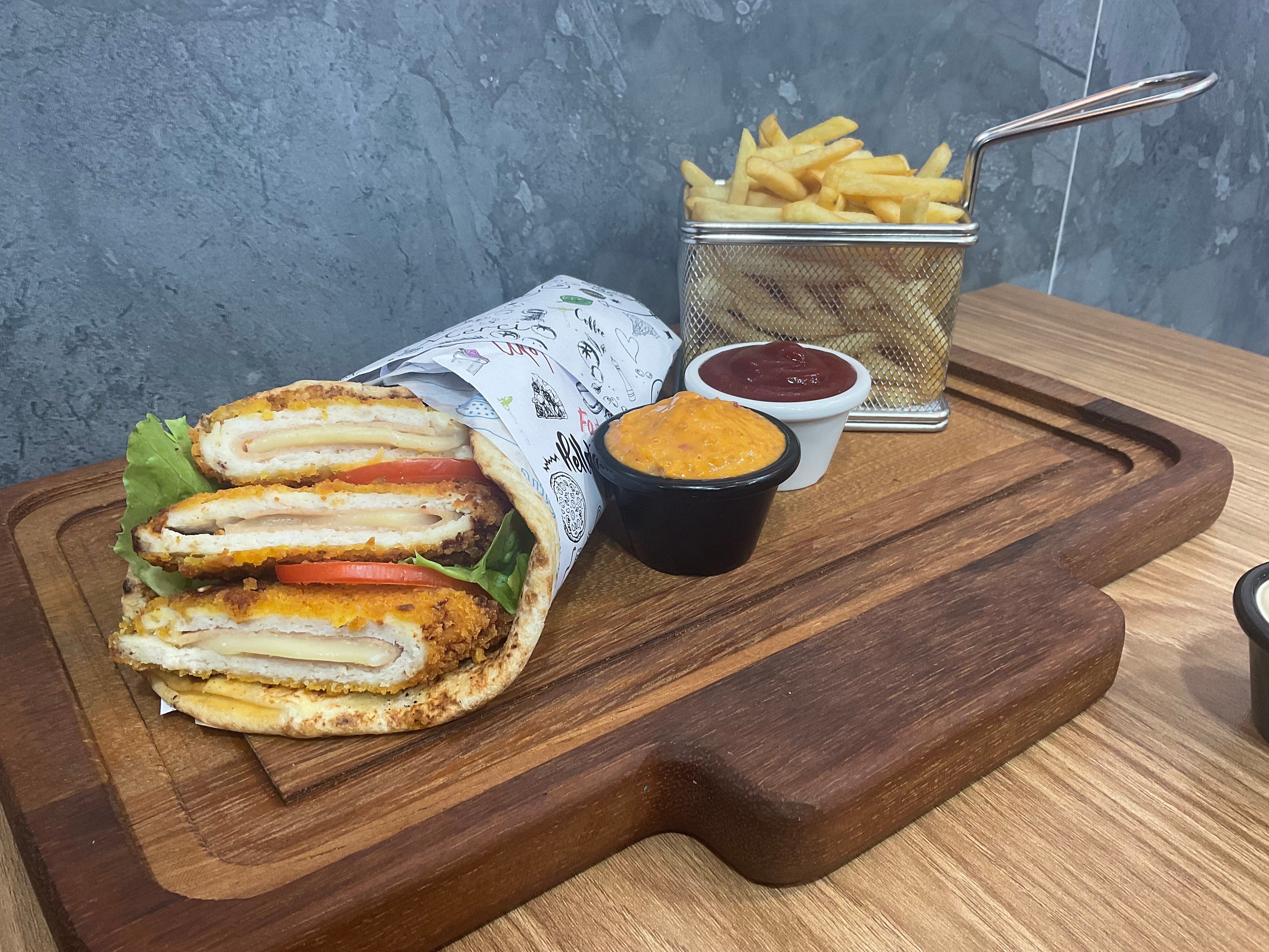 Cheese naan cordon bleu