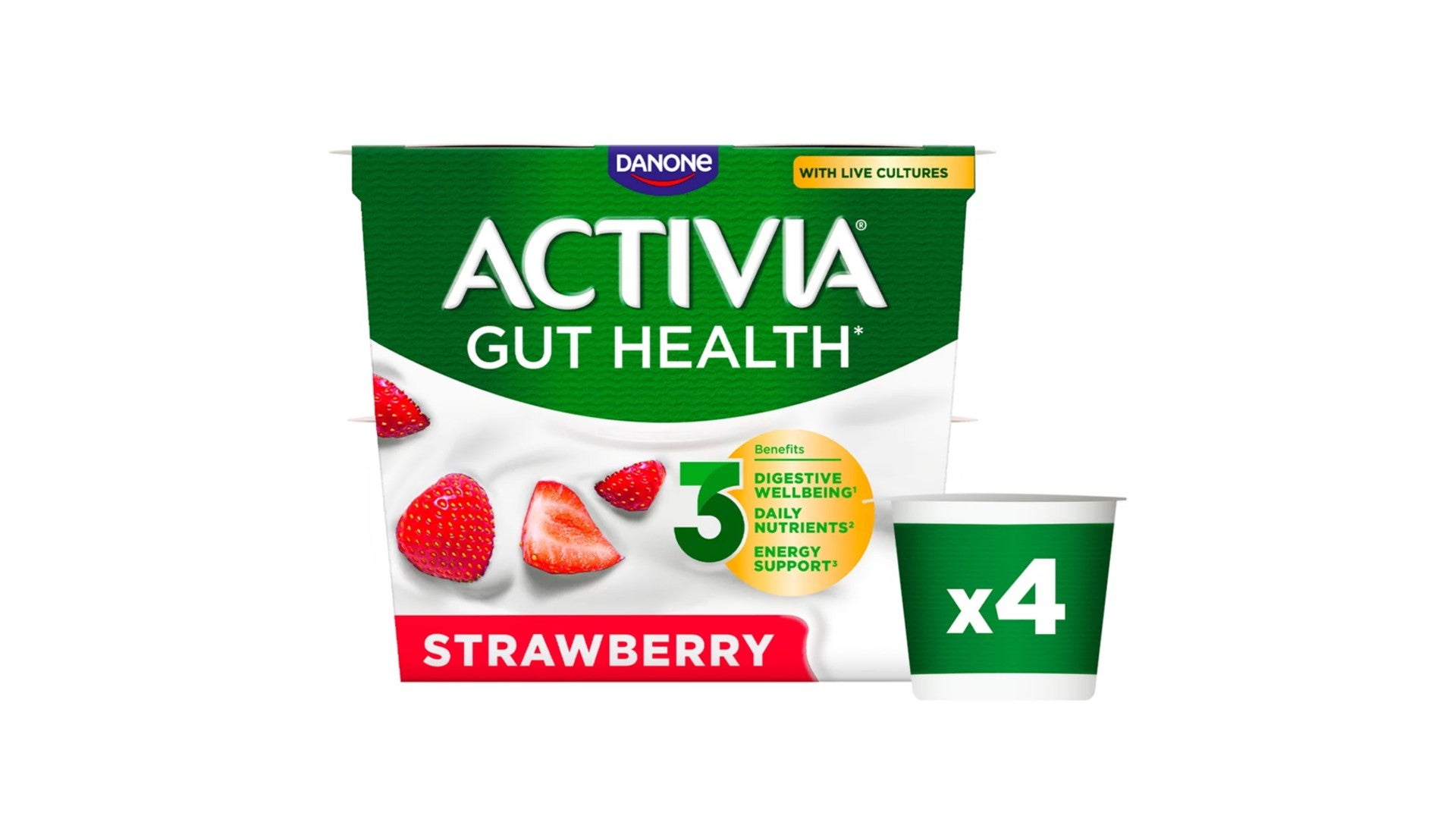 Activia Strawberry Gut Health Yogurt 4 x 115g (460g)