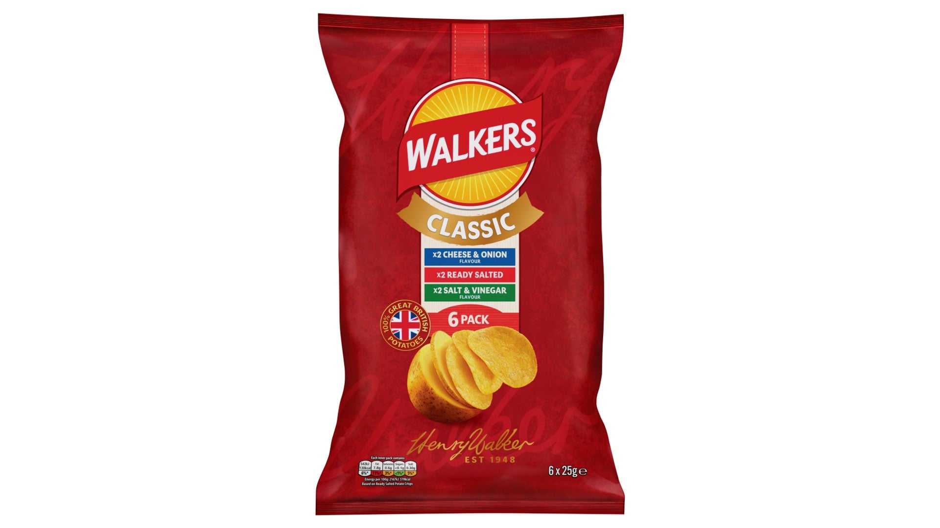Walkers Classic Variety Multipack Crisps 6x25g
