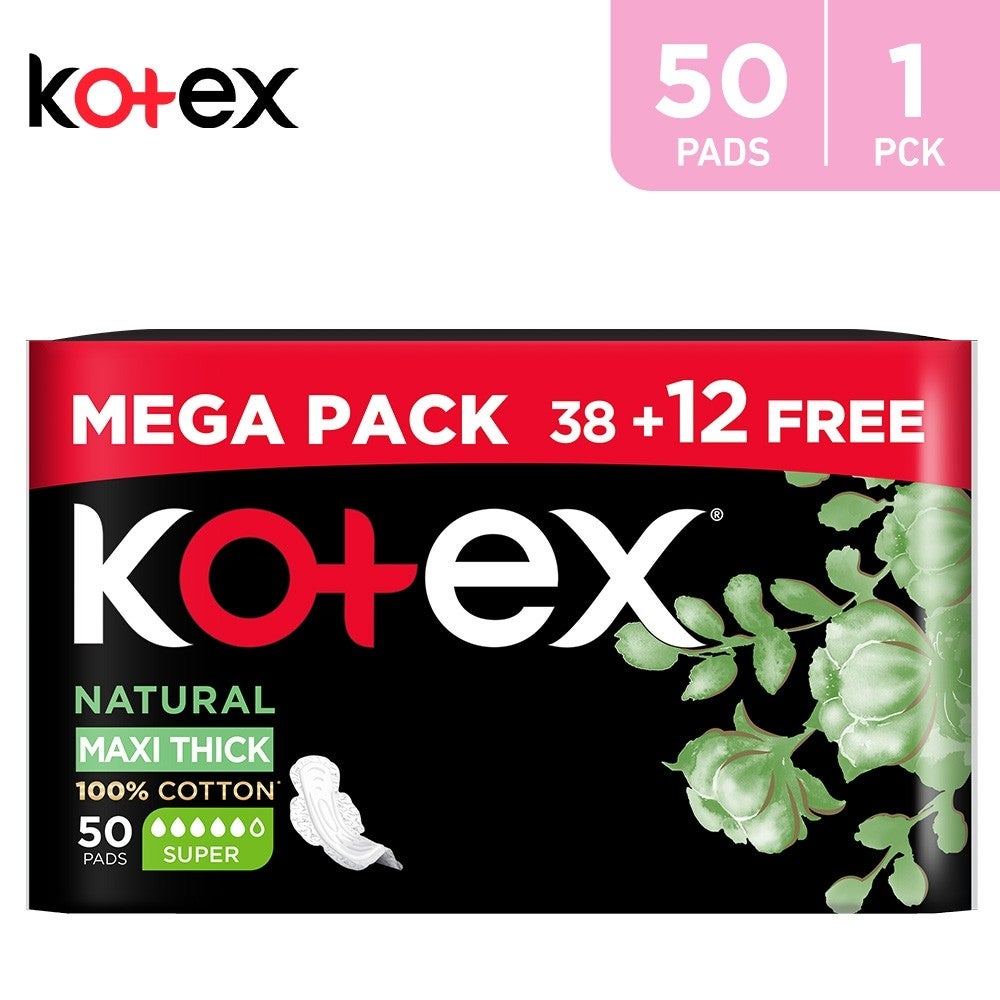 Kotex Maxi Thick Super Pads 38 + 12 Free Pcs