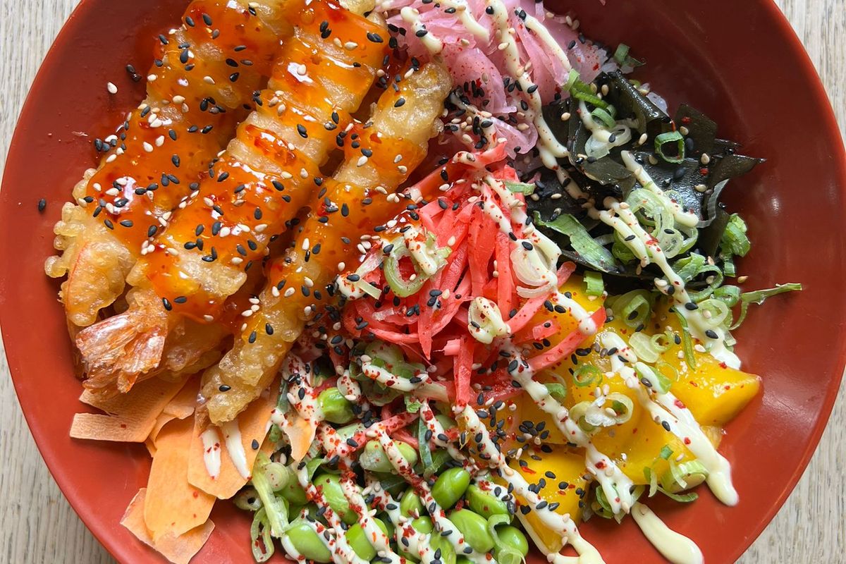 Tempura Prawn Donburi Bowl.