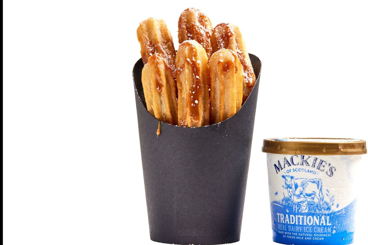 Salted Caramel Churros with Ice Cream