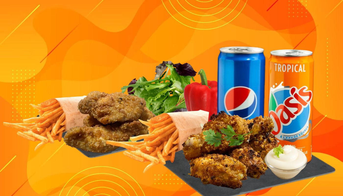 👨‍👩‍👧Menu 7 tenders® + 7 hot wings® 🍗🍟🥤