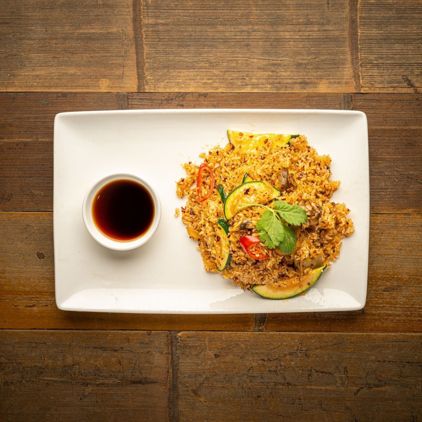 Vegan chicken wok-fried rice